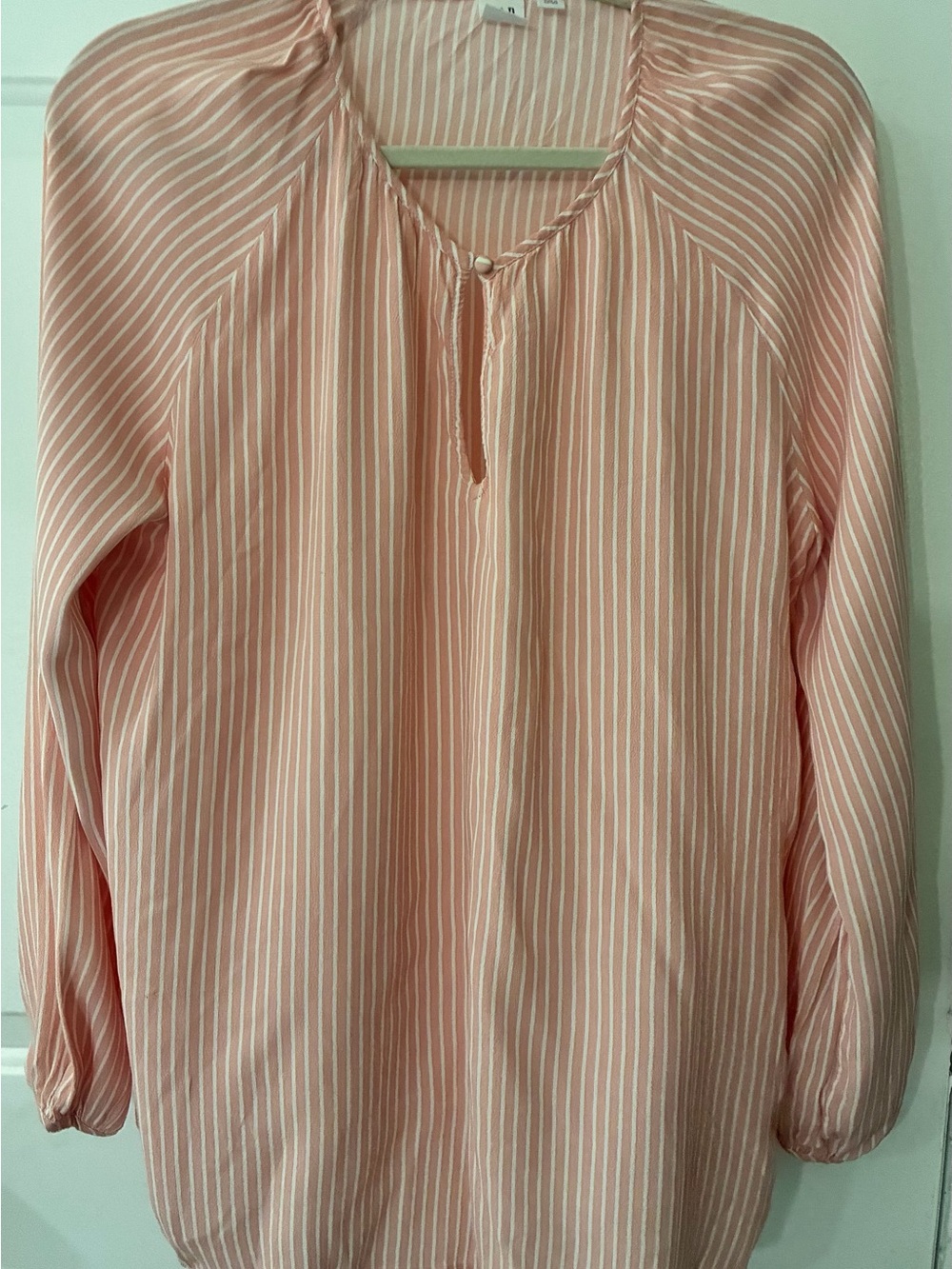 Striped Pink Long-Sleeve Maternity Peasant Blouse
